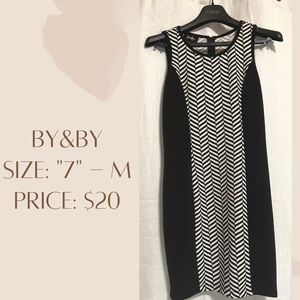 BY&BY Black and white business casual dress. Cotton and beautiful
